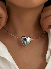 Stainless Steel Heart Pendant Choker Necklace