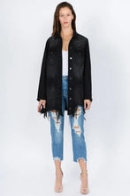 American Bazi Distressed Frayed Hem Denim Jacket Woman Outerwear