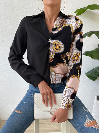 Twist Front Collared Blouse Black Woman Blouses