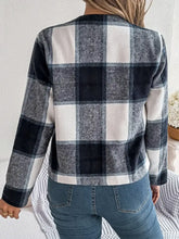 Plaid Open Front Long Sleeve Jacket Woman Outerwear