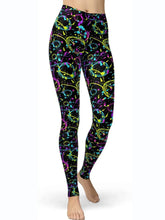 Abstract Print High Waist Active Leggings Green Woman Leggings