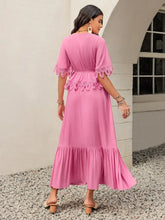 Lace Detail V-Neck Half Sleeve Midi Dress Casual Dresses