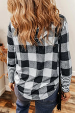 Plaid Drawstring Long Sleeve Hoodie Woman Sweatshirts