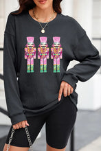 Sequin Nutcracker Round Neck Long Sleeve Sweatshirt Black Woman Sweatshirts