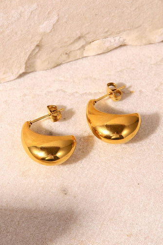 Stainless Steel C-Hoop Earrings Gold One Size