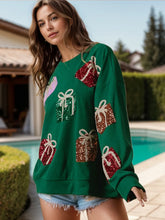 Sequin Gift Box Long Sleeve Sweatshirt Dark Green