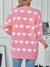 Heart V-Neck Button Up Long Sleeve Cardigan Woman Outerwear