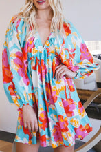 Floral Bracelet Sleeve Empire Waist Mini Dress