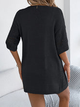 Openwork Open Front Half Sleeve Cardigan
