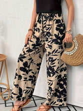 Printed Wide Leg Casual Pants Khaki