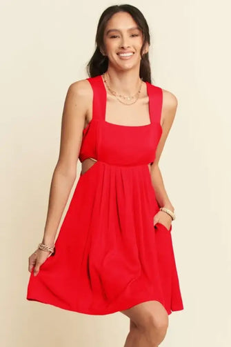 Davi & Dani Washed Satin Cutout Skirt Bandeau Mini Dress Orange Casual Dresses