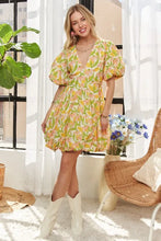 ADORA Puff Sleeve Floral Dress YELLOW