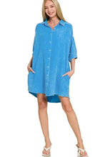 Zenana Washed Double Gauze Button Down Shirt Dress Casual Dresses