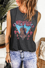 NASHVILLE Graphic Round Neck Tank Dark Gray Tanks & Camis