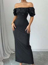 Off Shoulder Short Sleeve Maxi Dress Black Woman Maxi Dress