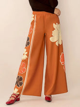 Printed Elastic Waist Wide Leg Pants Tangerine