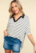 Haptics Full Size Striped Dropped Shoulder Half Sleeve T-Shirt Woman T Shirts