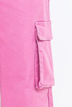 American Bazi pink cargo pants with large side pocket made of durable cotton fabric in full size drawstring wide leg design