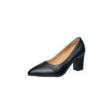 Point Toe Block Heels Pumps Black woman pumps