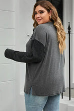 Plus Size Round Neck Long Sleeve Buttoned Blouse Woman Blouses