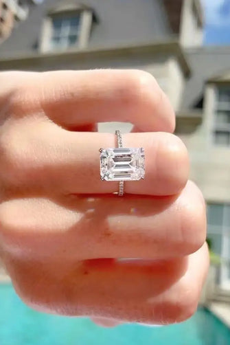5 Carat Moissanite Side Stone Ring Silver Rings