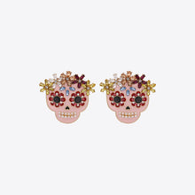 Skull Rhinestone Alloy Earrings Blush Pink One Size
