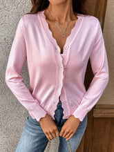 Ribbed Edge Button-Up Knit Cardigan