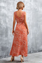 Printed V-Neck Tie Waist Maxi Dress Woman Maxi Dress