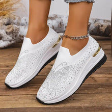 Rhinestone Wedge Sneakers White Woman Sneakers