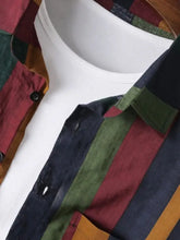Men's Full Size Contrast Striped Button Down Shirt Plus Size Mens Tops