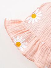 Children's Daisy Textured Wide Strap Romper and Hat Set Kids Sets