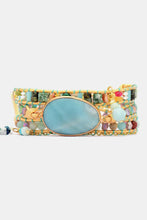 Handmade Natural Stone Beaded Triple Layer Bracelet Aqua One Size Necklaces