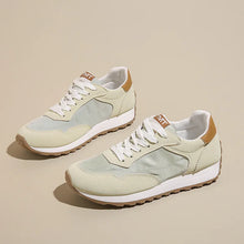 Contrast Platform Lace-Up Athletic Sneakers Sage