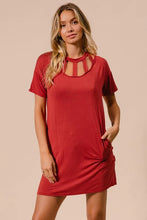 BiBi Front Cutout Mini Tee Dress with Pockets GINGER
