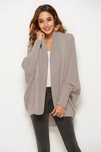 Angel Wings Open Front Batwing Sleeve Cardigan Tan One Size