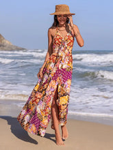 Slit Printed Halter Neck Cami Dress Casual Dresses