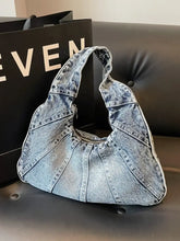 Crescent Shaped Denim Shoulder Bag Medium One Size Shoulder Bags