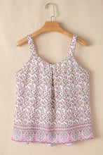 Floral Pleated Detail Scoop Neck Tank Tanks & Camis