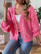 Pearl Open Front Long Sleeve Cardigan Woman Outerwear