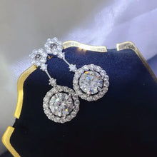 4 carat crystal drop dangle earrings with round halo design
