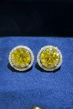 4 carat moissanite sterling silver round yellow diamond halo stud earrings
