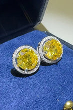 4 carat moissanite sterling silver earrings with yellow gemstone and diamond halos