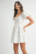 MABLE Floral Print Puff Sleeve Mini Dress Casual Dresses