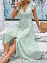 V-Neck Ruffled Cap Sleeve Dress Casual Dresses