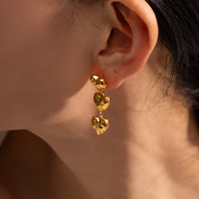 18K Gold-Plated Triple Heart Drop Earrings