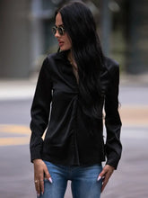 Shiny Twist Front Collared Blouse Woman Blouses