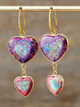 Heart Shape Imperial Jasper Dangle Earrings Electric Purple One Size