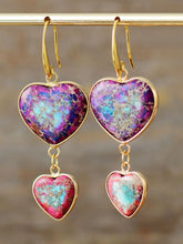 Heart Shape Imperial Jasper Dangle Earrings Electric Purple One Size Earrings