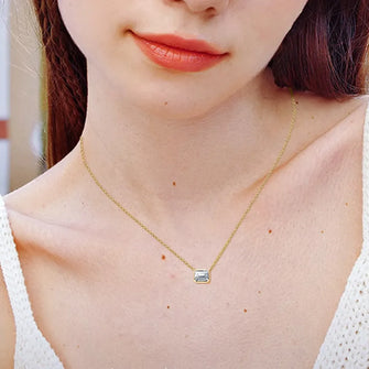 1 Carat Moissanite 925 Sterling Silver Pendant Necklace Gold One Size