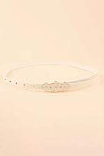 Skinny PU belt with flower decor and starburst headband accents